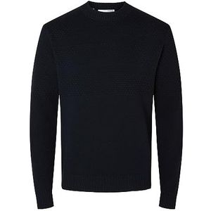 SELECTED HOMME Pull en tricot Slhskipper Structure Crew Neck W pour homme, bleu, L