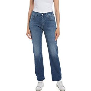 Replay Maijke Straight Jeans, 009 Medium Blue, 27W x 30L Dames, Blauw