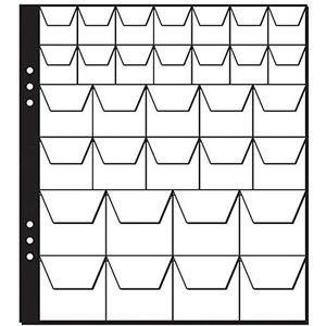 Pagna Blad met 32 vakken voor munten, op kleur gesorteerd, transparant, 5 stuks