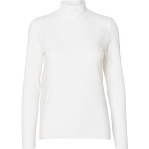 SELECTED FEMME Slfcora Ls High Neck Noos T-shirt à manches longues pour femme, Blanche-neige, M