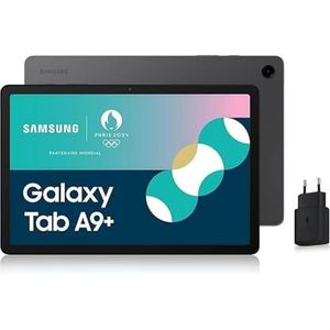 Samsung Galaxy Tab A9+ Android-tablet, 64 GB geheugen, 11 inch groot display, 5G, 3D-geluid, ontgrendeld, antraciet, met 25 W snellader (FR-versie)