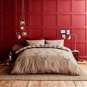 Catherine Lansfield Beddengoedset voor tweepersoonsbed, motief: hert, meerkleurig, katoen, meerkleurig, 3-delig kingsize bed