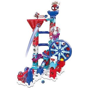 VTech - Marble Rush Disney Junior, elektronische kogelbaan Spidey Super Spin Challenge SP300E, bouwspel, 65 delen, 6 ballen, cadeau voor kinderen vanaf 4 jaar - inhoud in het Frans