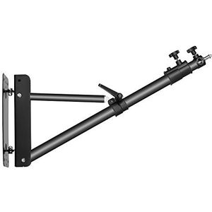 Neewer Driehoekige wandarm voor stroboscoopfotografie, monolight, lichtbak, paraplu, reflector en lichtring, 180 graden draaibare houder, maximale lengte 125 cm (zwart)