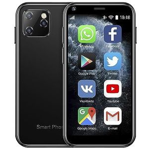 DAM Mini Smartphone XS11 3G, Android, 1 Go RAM + 8 Go. Écran 2,5"". Double carte SIM. 4,3 x 0,9 x 8,5 cm. Couleur : noir