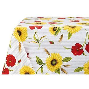 BIANCHERIAWEB Keukentafelkleed met zonnebloemen RP, Made in Italy, tafelkleed van 100% katoen, 140 x 140 cm