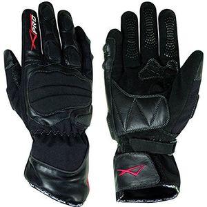 A-Pro Handschoenen van leer en stof, waterdicht, dikke voering, voor motorfiets, zwart, maat L