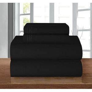 Elegant Comfort Comfortabel hoeslaken, diep vak tot 40,6 cm, microvezel, zwart