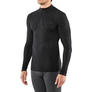 FALKE Wool-Tech functioneel ondergoed, hemd met ritssluiting en lange mouwen voor heren, merinowol, blauw, grijs, zwart, ademend, sneldrogend, warm voor koude temperaturen, 1 stuk