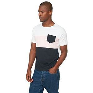 Trendyol Heren T-shirt ronde hals slim fit, Navy Blauw