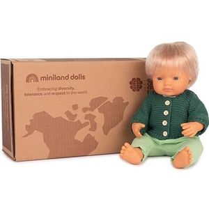 Miniland Cadeauset Dolls: 38 cm Kaukasische babypop en bosset, meerkleurig, 31218
