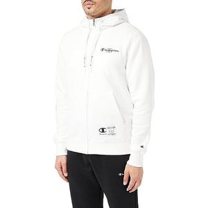 Champion Legacy Basketball Powerblend Full Zip Hoodie voor heren, wit/zwart