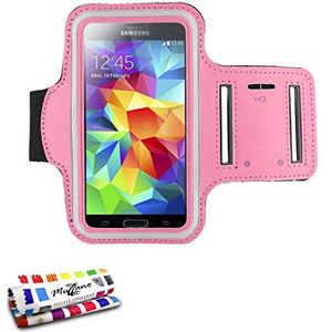 Muzzano Sportarmband voor Samsung I9500 / Galaxy S4 [Tonic S3 / S4 / S5] [roze] + stylus en reinigingsdoek van Muzzano® - ultieme en duurzame bescherming voor uw Samsung I9500 / Galaxy S4