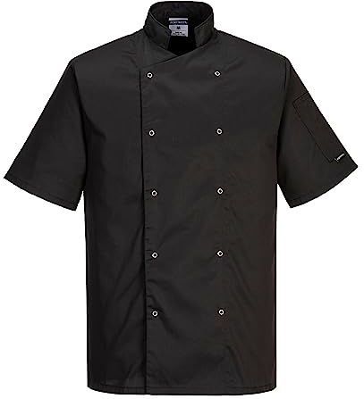 Portwest C733 Moderne koksjas, licht, korte mouwen, Cumbria, zwart, 4XL