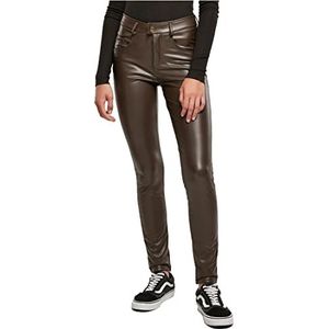Urban Classics Pantalon en cuir synthétique taille moyenne pour femme, marron, 52