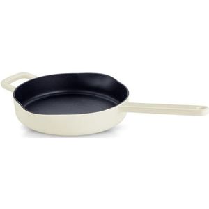 Fissler Moments/Gietijzeren pan geëmailleerd anti-aanbaklaag met schenktuit, ophangoog, PTFE/PFOA-vrij, inductie, ivoorwit Ø 26 cm