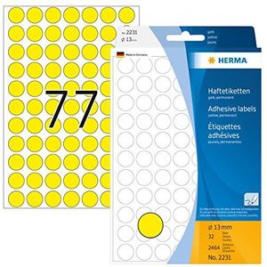 Herma 2231 universele etiketten, diameter 13 mm, 2464 stuks, geel