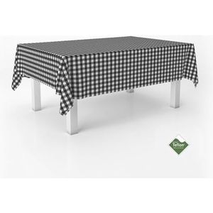 ECOMMERC3 Vichy Vlekafstotend tafelkleed voor rechthoekige tafel, afmetingen 100 x 140 cm, Vichy tafelkleed, extra zacht, waterdicht, zwart