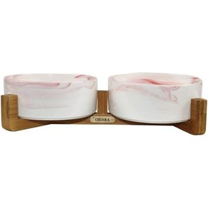 Marma dubbele bak van keramiek, 15,5 cm, wit/roze
