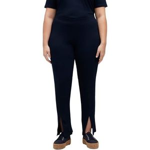 Ulla Popken Kick Flared Leggings in Rib Jersey met Slits broek dames, marineblauw, 58-60, Marinier