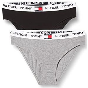 Tommy Hilfiger Bikini-ondergoed voor meisjes, middelgrijs/zwart