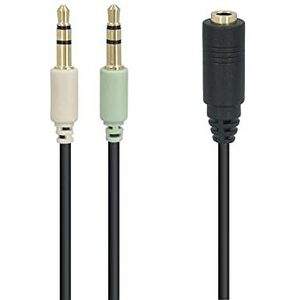 2x 3,5mm > 3,5mm 4-polig headset adapter (CTIA/AHJ) / verguld - zwart - 0,40 meter