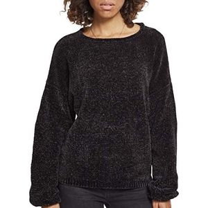 Urban Classics Chenille sweatshirt voor dames, oversized, Zwart (00007)