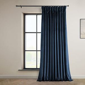 HPD Half Price Drapes Heritage VPYC-179910-84-DW Fluwelen gordijnen voor slaapkamer en woonkamer, extra breed, 254 x 213 cm, blauw