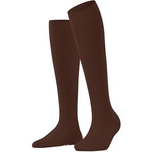 FALKE Cotton Touch W Kh katoen, lang, eenkleurig, 1 paar hoge damessokken (1 stuk), Bruin Havana Club 5197, 35-38