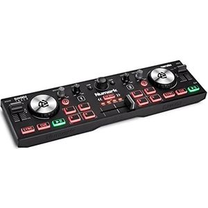 Numark DJ2GO2 Touch – draagbare DJ-controller met 2 decks met geïntegreerde DJ-mixer en geluidskaart en touch-DJ-draaitafels, geleverd met Serato DJ Lite