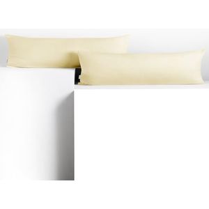 DecoKing 2 kussenslopen 20 x 145 cm, jerseykatoen, rits, crème, barnsteen