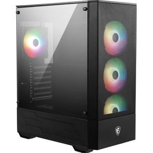 MSI PC-behuizing Gaming Mid Tower - Zijpaneel van gehard glas - 4 x 120 mm aRGB-ventilatoren - Vloeibare koelhouder tot 240 mm radiator x 1 - MAG Forge 112R