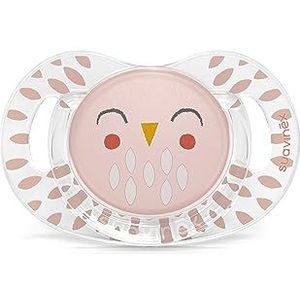 Suavinex, Fopspeen voor baby's vanaf 18 maanden. Symmetrische SX Pro siliconen fopspeen. Plattere en flexibele, omkeerbaar. Bonhomia, roze