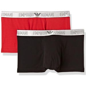 Emporio Armani Emporio Armani Set van 2 zilveren Trunks kerstcadeausets voor heren (set van 2), Zwart/Rood