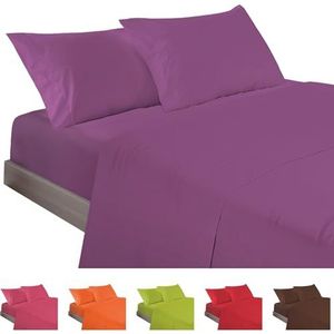 ECOMMERC3 4-delige beddengoedset voor bedden van 200 cm, 100% Made in Spanje, met laken, laken en 2 kussenslopen 45 x 110 cm, lila