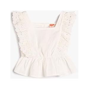 Koton Mouwloze blouse voor babymeisjes met uitsnijding en vierkante kraag, katoen, wit (000), 12-18 maanden, Wit 000