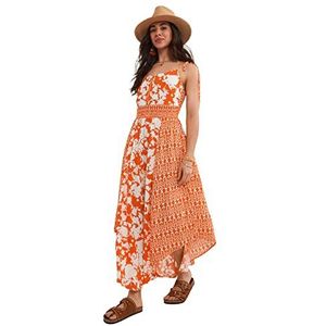 Joe Browns Lange jurk met gerimpelde taille en ritssluiting casual damesjurk (1 stuk), Oranje
