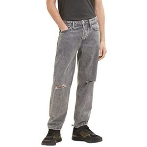 TOM TAILOR Denim Heren 1034858 Loose Fit Jeans, 10222 - Destroyed Light Stone Grey Den