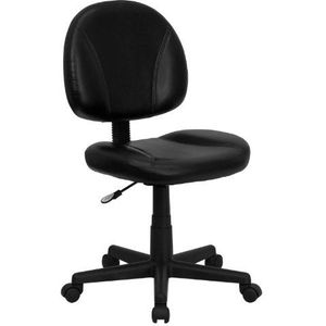 Flash Furniture Ergonomische draaibare bureaustoel van leer met middenrugleuning, 58,42 x 55,88 x 22,86 cm, zwart