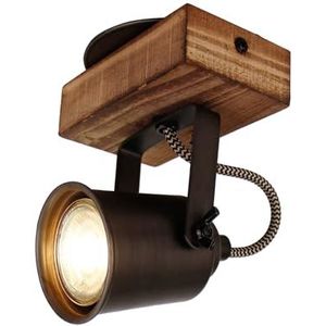 Chericoni Tazza-Spot 1 lamp zwart met hout vintage