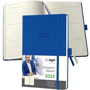 SIGEL C2368 weekkalender Conceptum 2023, ca. A5, blauw, hardcover, 2 pagina's = 1 week, 192 blz.