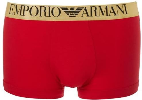 Emporio Armani Heren-boxershorts, glanzend, met logo, Rosso Lacca, L, Rosso Lacca