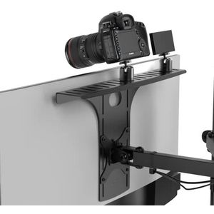 HumanCentric DSLR monitorstandaard - monitorrek voor desktopcamerahouder lichte webcam en microfoon voor VESA-monitorarmen, reservestatieven voor camerahouder, groot