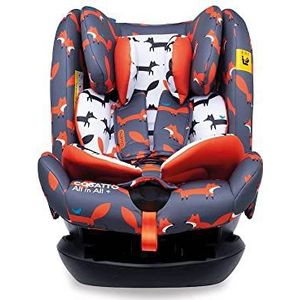 Cosatto All in All + autostoel voor baby's en kinderen, groep 0 + 123, 0-36 kg, 0-12 jaar, isofix, verlengde achterkant, anti-uitlaat, kanteling (Mister Fox)