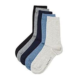 ESPRIT Solid Mix Sokken, uniseks, voor kinderen, biologisch katoen, duurzaam, blauw, grijs, zwart, roze, versterkt, zonder patroon, voor zomer of winter, 5 paar, meerkleurig (assortiment 70)