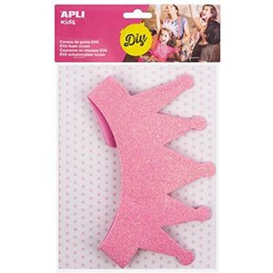 APLI Kids 13705 - Roze glitter EVA rubberen kroon, 1 stuk