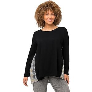 Ulla Popken T-shirt plissé pour femme, Noir, 44-46/grande taille