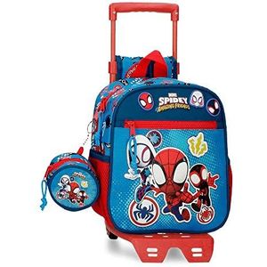 Marvel Go Webs go Kinderschoolrugzak met trolley, blauw, 23 x 25 x 10 cm, polyester, 5,75 l, blauw, Talla única, rugzak Spidey, Blauw, spidey rugzak