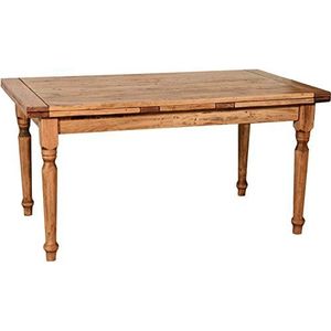 Biscottini Uittrekbare tafel van massief lindehout in landelijke stijl in shabby stijl, met structuur en tafelblad, 160 x 80 x 80 cm