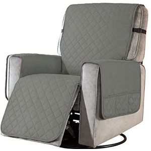 subrtex Gewatteerde stoelhoes met zakken voor armleuningen, omkeerbaar, voor relaxstoel en ligstoel, machinewasbaar (lichtgrijs, klein)